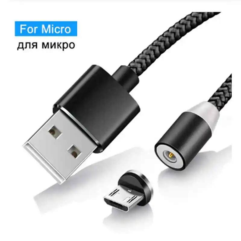 Black Магнитный кабель 3 в 1, кабель Micro USB type C для iPhone X 7, samsung, S10, Oppo, htc, LG, 1 м, 2,4 А, Магнитный адаптер для зарядного устройства, кабели для телефонов - Тип штекера: Black