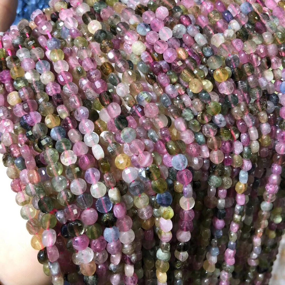 

Natural Stone Beads Faceted Tourmaline stone beads loose Spacer beaded For Jewelry Making DIY Necklace Bracelet Accessories