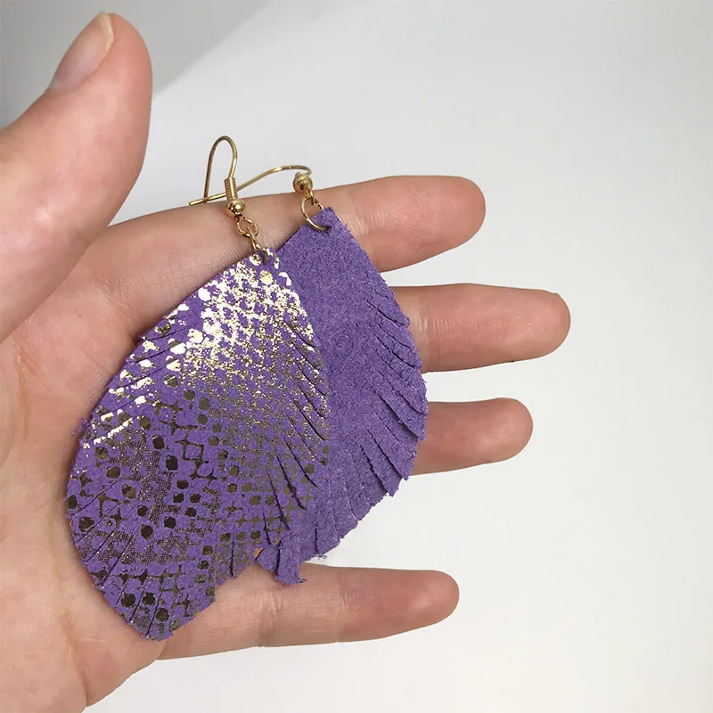 Cpop блестящие серьги из натуральной кожи для женщин массивные кожаные в виде