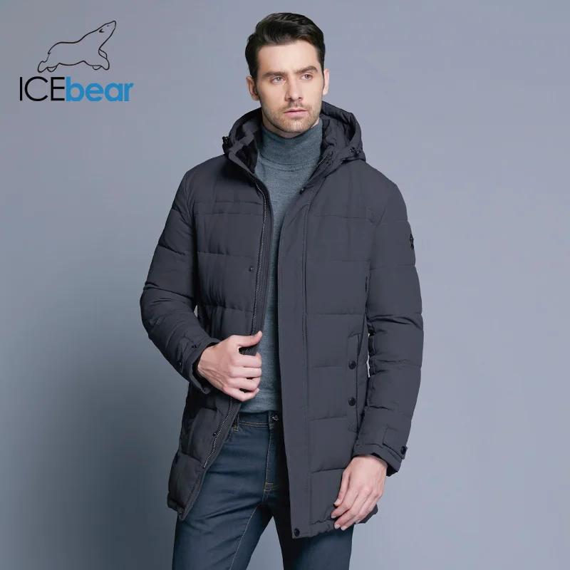ICEbear мягкая ткань зимняя мужская куртка утолщенная Повседневная хлопковая куртка зимняя парка средней длины мужская брендовая одежда 17MD962D
