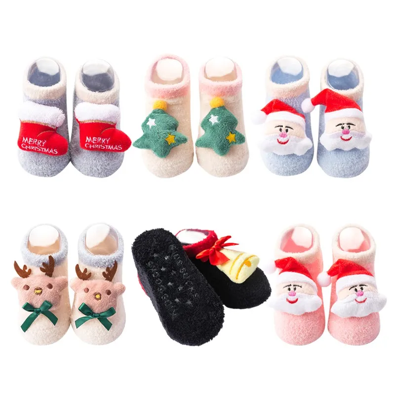 Рождественские детские носки для мальчиков и девочек Зимние хлопковые средней