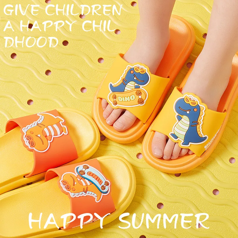 

Летние детские шлепанцы, мультяшный рисунок, домашняя обувь для детей, водонепроницаемые, для ванной комнаты, пляжная обувь для маленьких д...