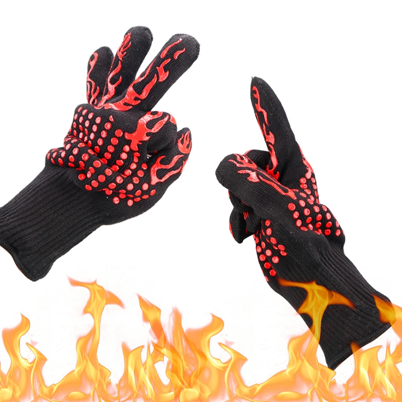 1 шт. перчатки для барбекю Кухонные рукавицы выпечки двухслойные термостойкие