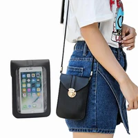 women crossbody mobile phone pu leather pouch wallet card holder mobile phone bag touch screen pu leather change bag
