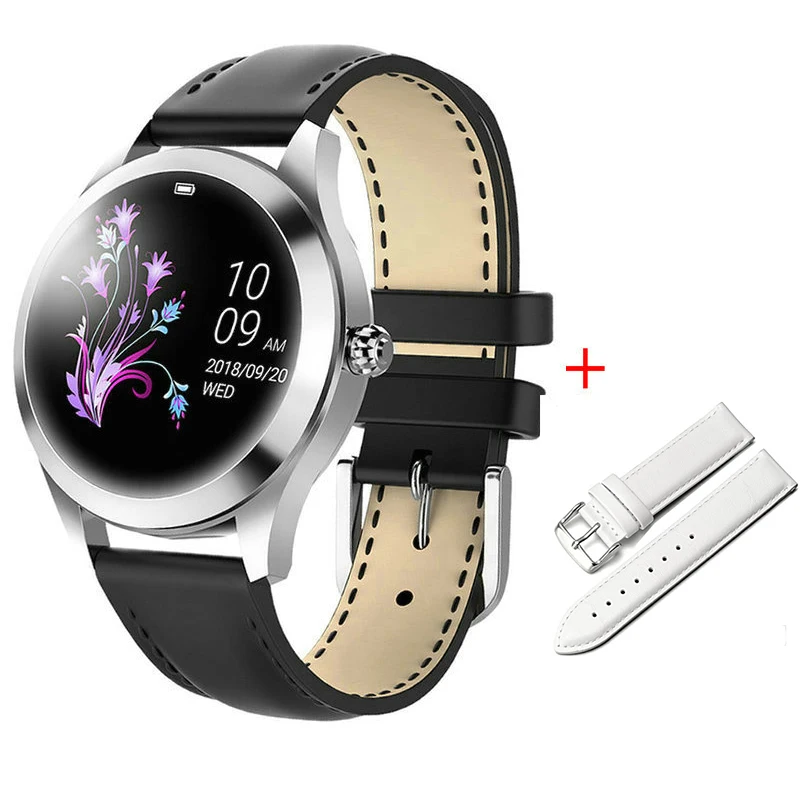 black add white KW10 Смарт-часы для женщин IP68 Водонепроницаемый мониторинг сердечного ритма Bluetooth для Android IOS фитнес-браслет умные часы - Цвет: black add white