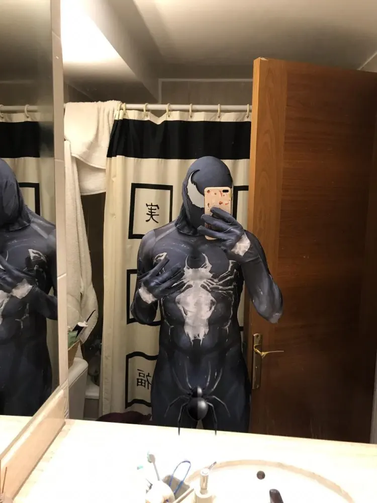 Яд симбиот костюм Человека-паука Косплей Хэллоуин Зентаи черный Человек-паук