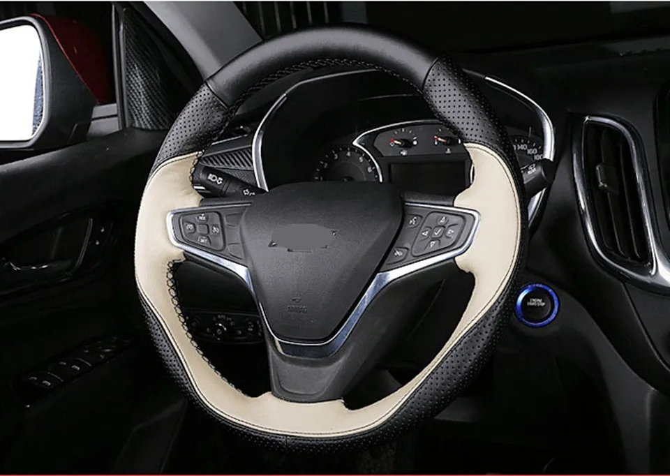 DIY крышка рулевого колеса автомобиля из натуральной кожи для Chevrolet Explorer Malibu XL Buick Velite 5 автомобильные аксессуары