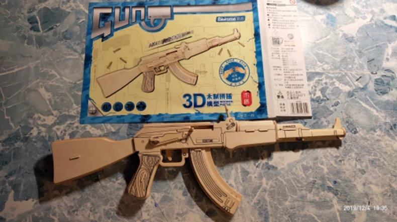 3D головоломка DIY Сборная модель военный деревянный натуральный игрушечный пистолет оружие наборы паззлов для взрослых детей развивающие игрушки ручной работы
