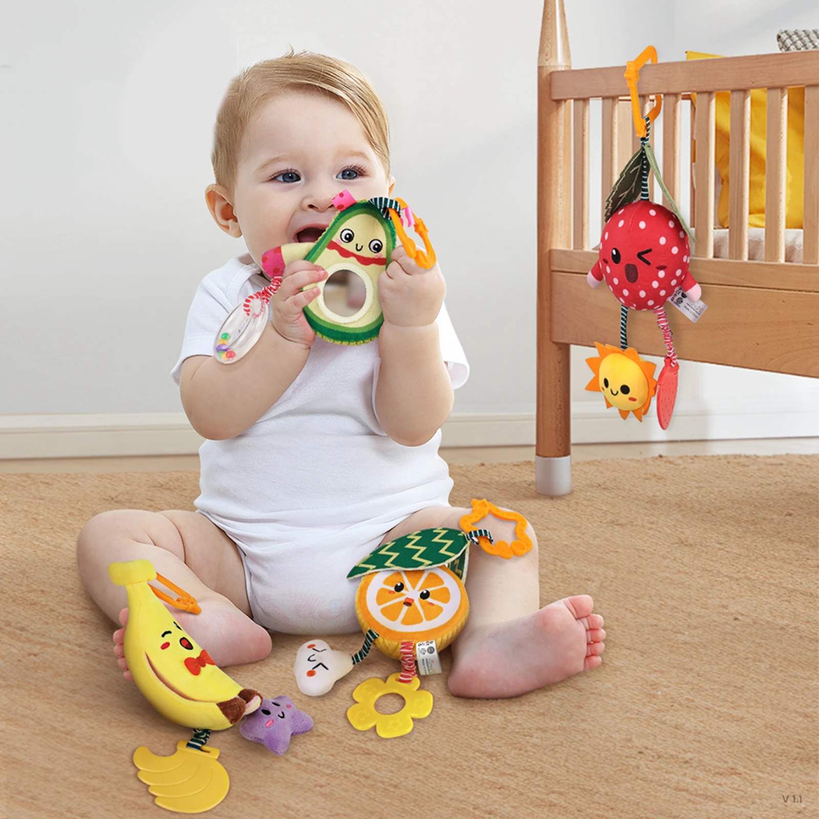 

4 Pack Cute Newborn Soft Plush Crib Stroller Baby Toys 0-12 Months Bed Stroller Hanging Rattle Educational Toy Gift