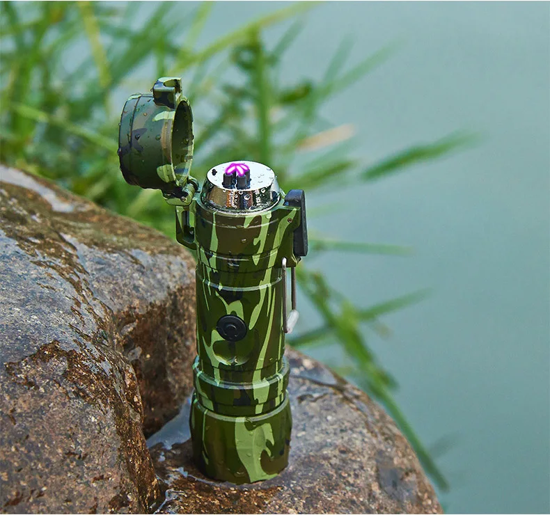 Светодиодный водонепроницаемый фонарик с двойной дугой перезаряжаемая USB