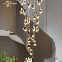 modern led pendant lights luxury crystal stainless steel prism diamond chandeliers lighting bedroom living room staircase lamps