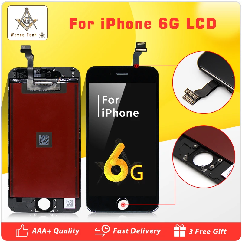 10 шт./лот класс AAA + ЖК-дисплей без битых пикселей для iPhone 6 6G Дисплей сенсорный