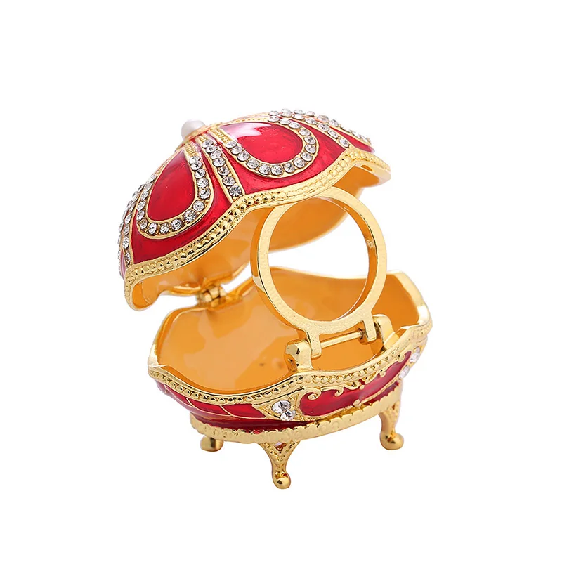 Handmade Enamel Easter Egg Jewel Case Home Furnishing Articles Clamshell Style Jewelry Storage Box