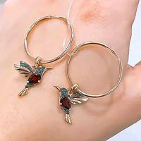 2021 designer cute lifelike five style bird dangle earrings for women gold color female drop jewelry birthstone children gifts
