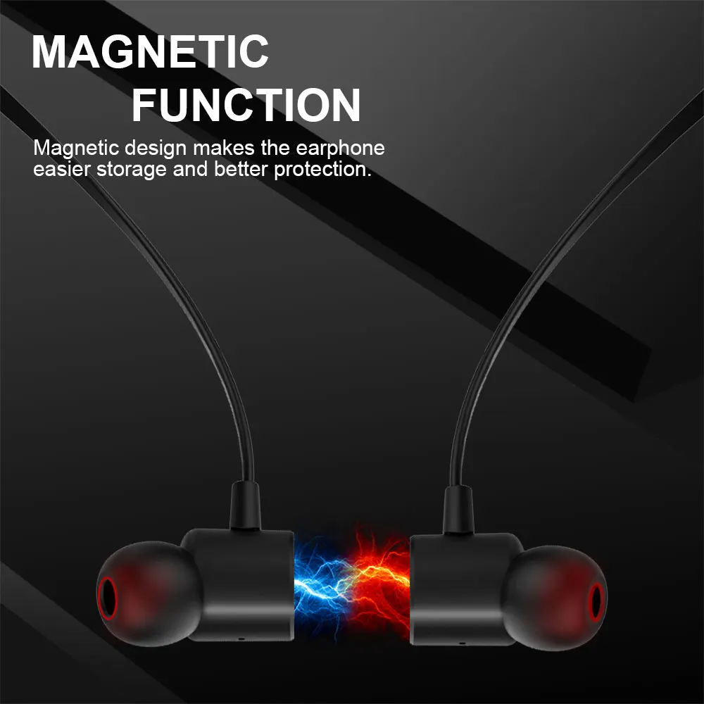 Беспроводные наушники с микрофоном встроенным магнитным шейным ободом Bluetooth 5