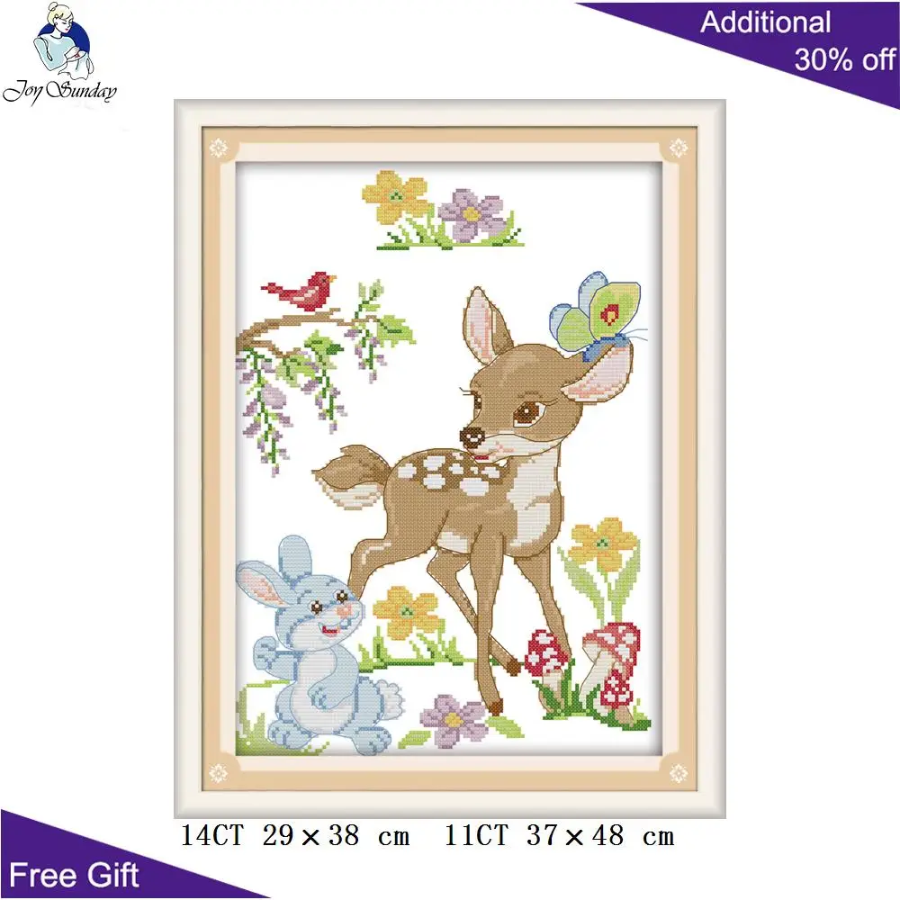 Домашнее украшение с животными Joy Sunday C114 C662 C688(2) вышивка оленем и кроликом наборы