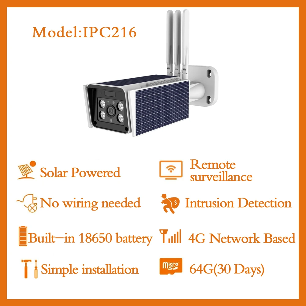 Наружная беспроводная 4G Солнечная камера 1080P HD ночного видения Водонепроницаемая CCTV камера безопасности низкое энергопотребление