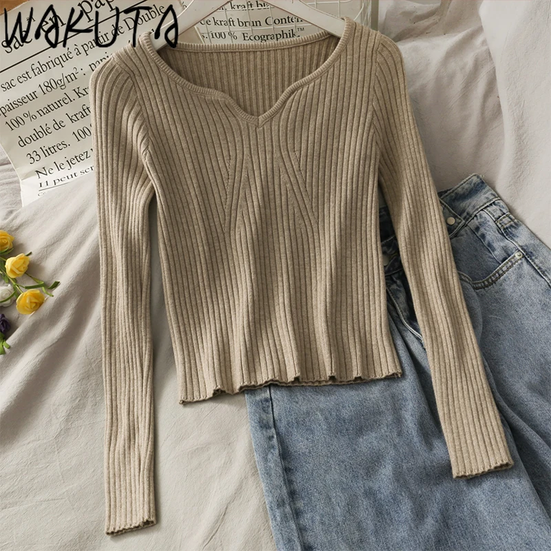 Свитер женский осенне-зимний с длинным рукавом и круглым вырезом | Женская одежда