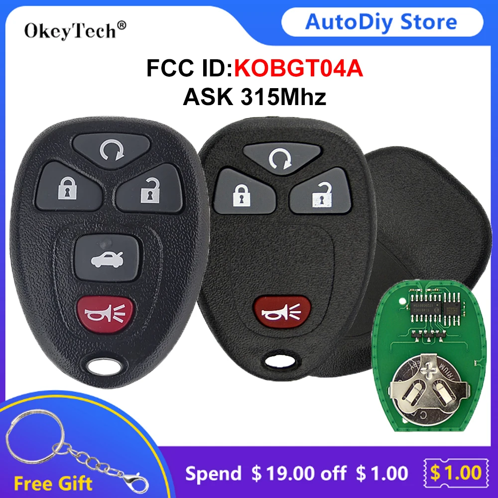 

Okeytech 3+1/4+1 Buttons Remote Control Key ASK 315Mhz For Buick For Chevrolet Suburban Tahoe GMC Yukon For Cadillac KOBGT04A