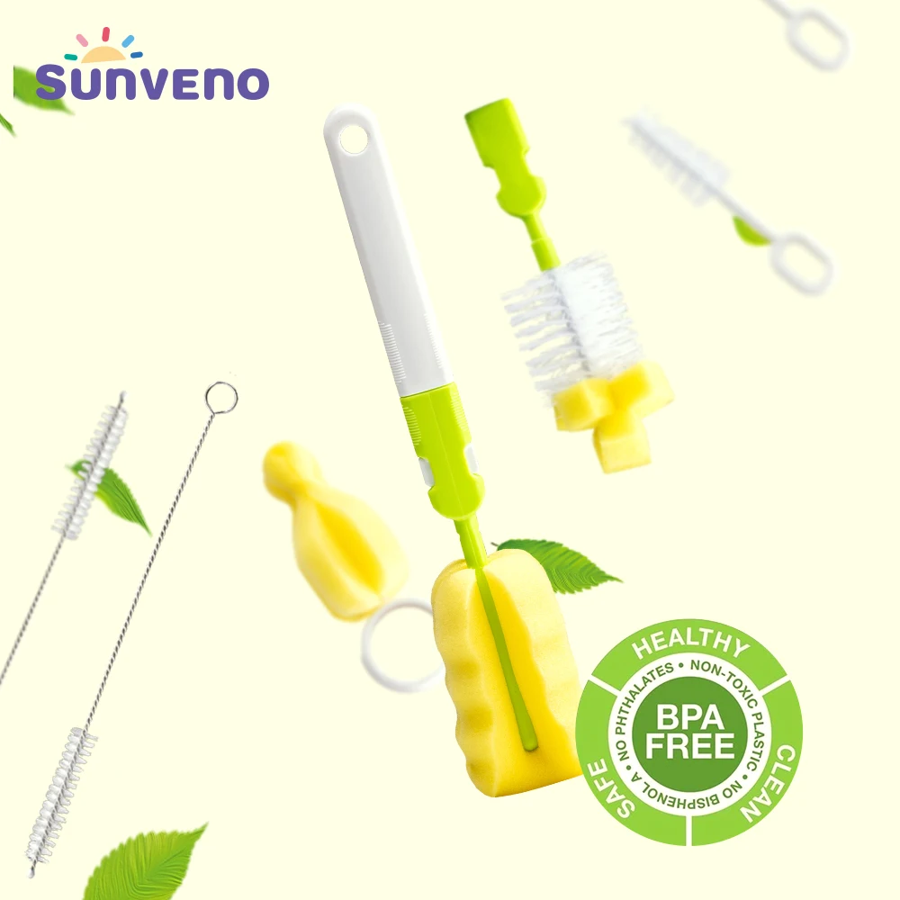 SUNVENO щетка для бутылок 5 шт./компл. губка для очистки чашки щетка набор сосок щетки для соски корзина для белья длинная ручка