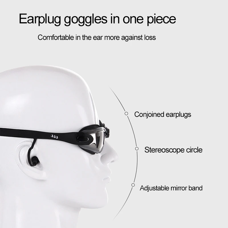 

Swimming Goggles Cap Set Professional Silicone Anti-Fog UV Swimming Glasses With Earplug For Men Women Water Sports Eyewear