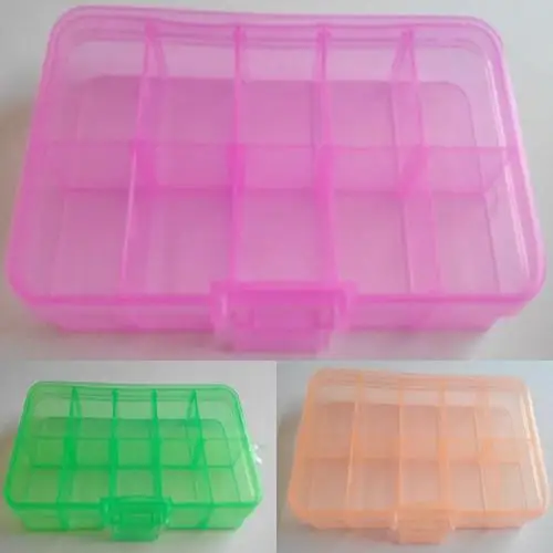 

13.2cm x 6.8cm x 2.3cm Plastic 10 Slots Adjustable Jewelry Storage Box Pill Beads Holder Case Organizer Home Storage Tool