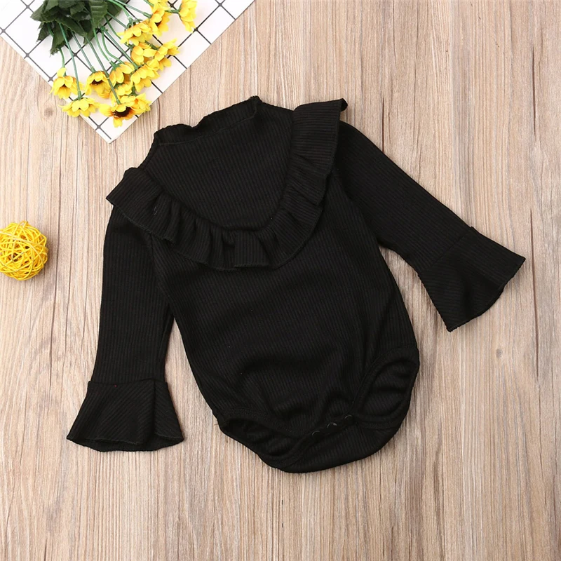 2019 Модный популярный однотонный комбинезон для новорожденных девочек с длинными