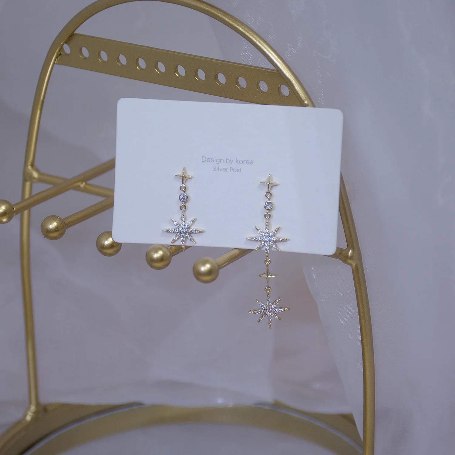 

Romantic Delicate Jewelry Cubic Zircon CZ Star Stud Earrings for Women 14k Gold Plated Irregular Earrings