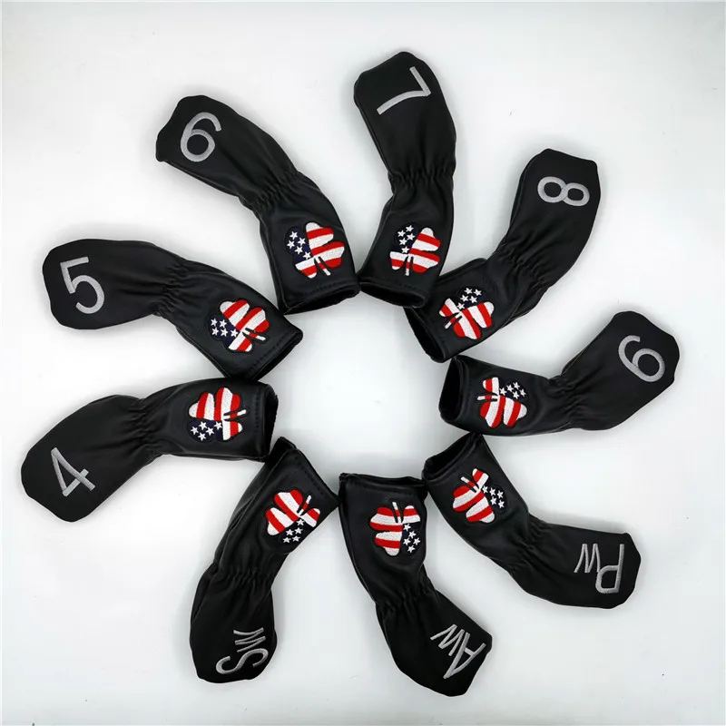 9 шт./лот US Lucky Clover клюшки для гольфа чехол железный набор PU железо полные Чехлы # 4