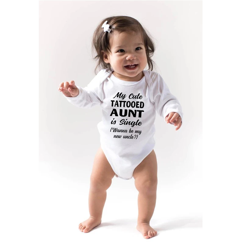 

Моя милая Татуированная тетя-это одиночное смешное боди для новорожденных, хлопковое боди с длинным рукавом для маленьких мальчиков