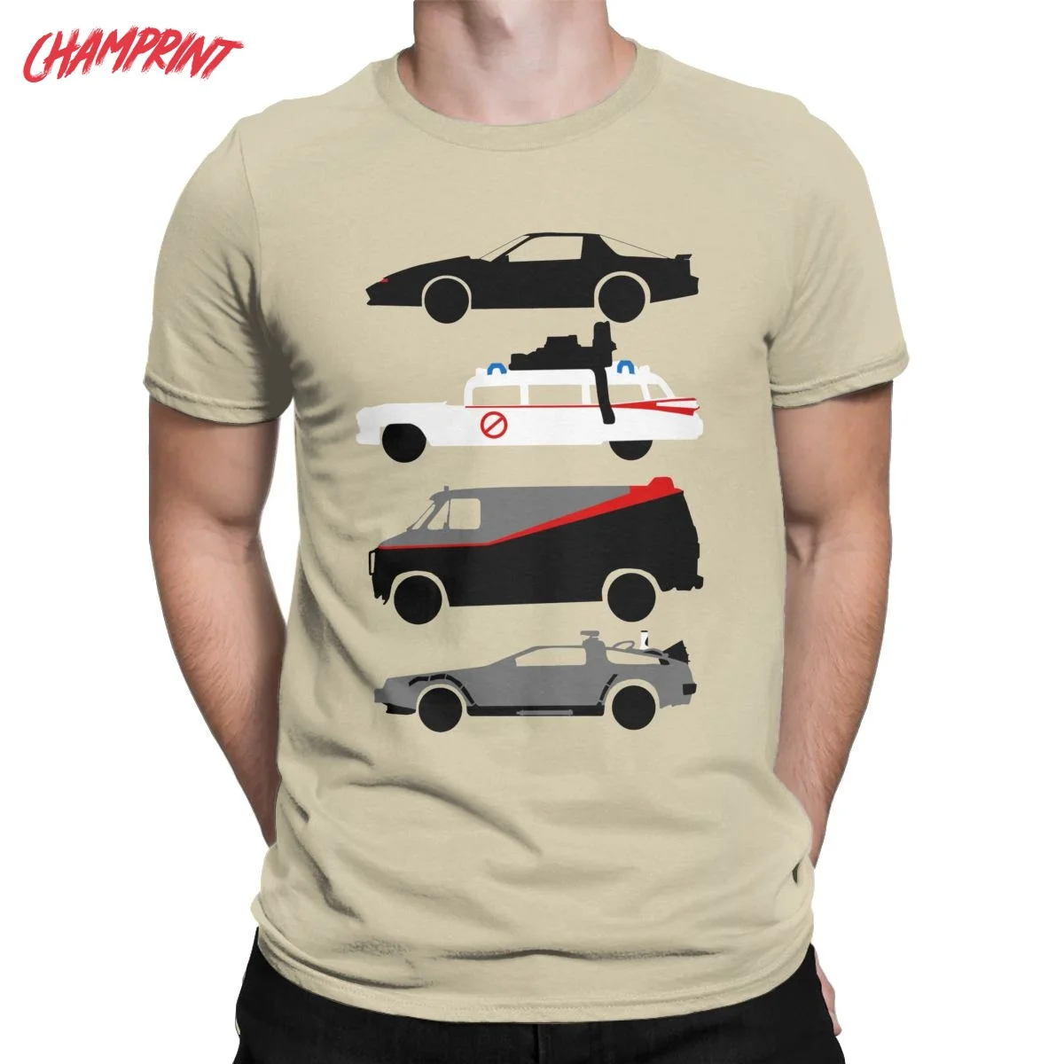 

Уникальный Knight Rider Китт Ghostbustears футболки Для мужчин натуральный хлопок футболки на приборной панели автомобиля, Звездный Тройник рубашка по...