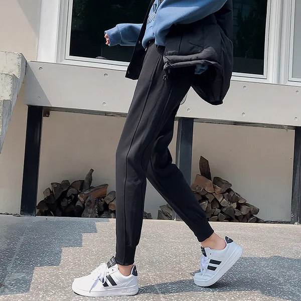 

Winter Casual Women's Pants 2020 New Solid High Waist Pockets Harem Pants Harajuku Fitness Office Lady Warm Trousers Femme