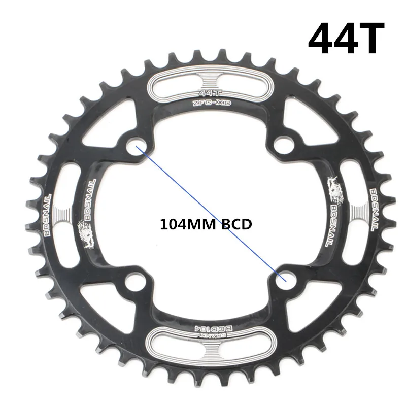 44T black 104BCD 40/42/44/50/52T горный велосипед Звездочка MTB велосипед диаметра окружности болтов(Алюминий узкая широкая цепь из колец цепь - Цвет: 44T black