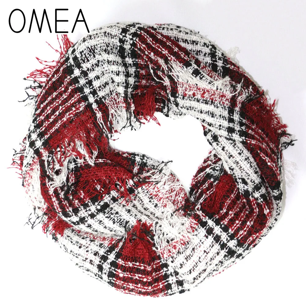 Зимний шарф OMEA снуд с кольцом круглый в клетку женский из пашмины Роскошные
