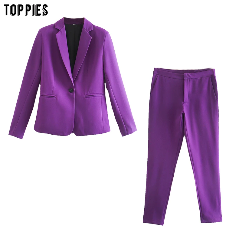 

Toppies 2021 весенний тонкий костюм, женский комплект из двух предметов, блейзер на одной пуговице, куртка, Офисная Женская одежда