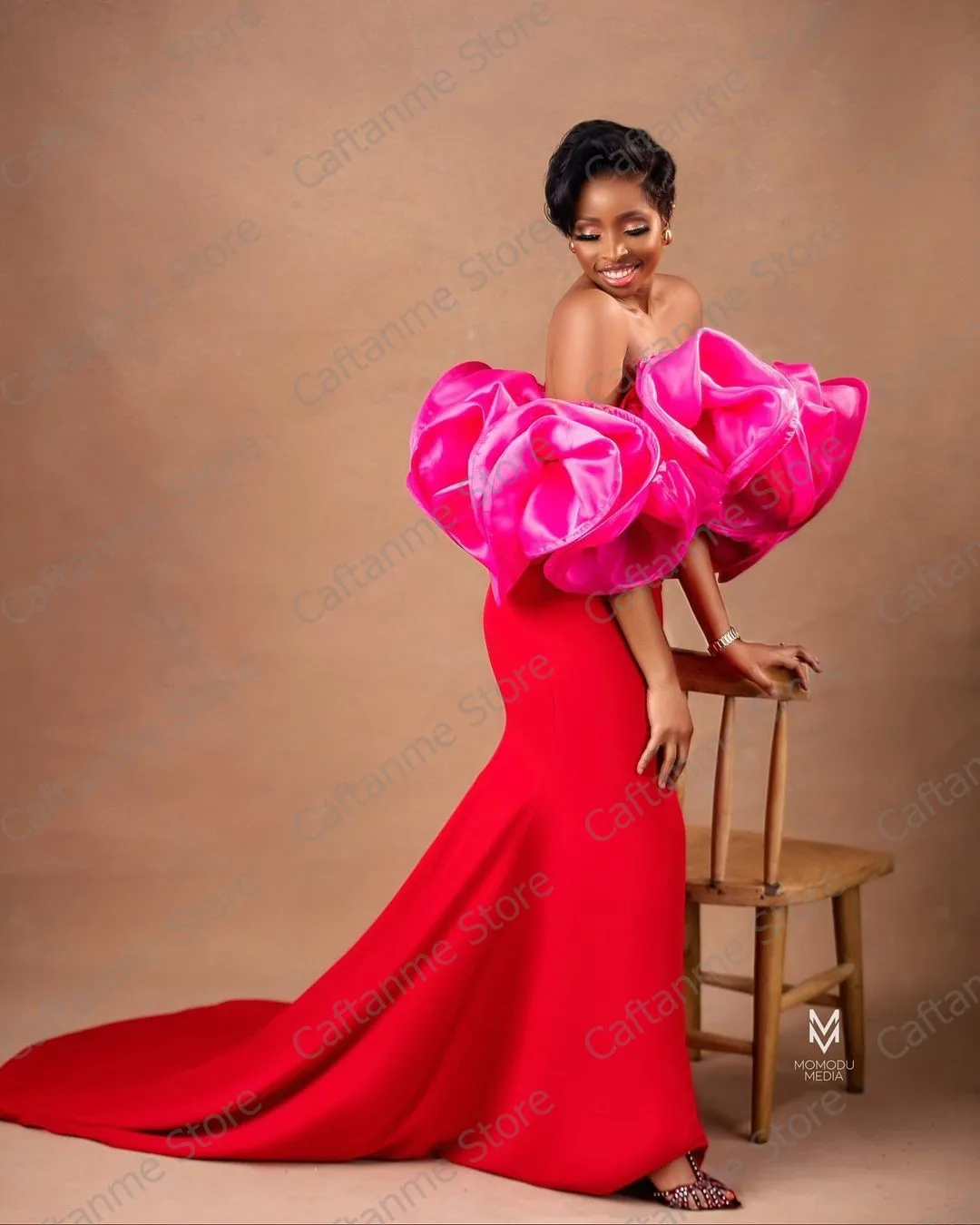 Модные красные вечерние платья со шлейфом Aso Ebi платье в стиле русалки без