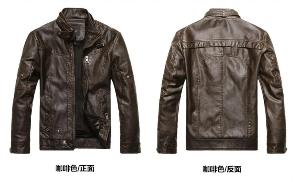 

New Spring 2021 And Autumn Men's Stand Collar Pu Leather Motorcycle Retro Youth Casual Jacket Coat Plus Size Clothing