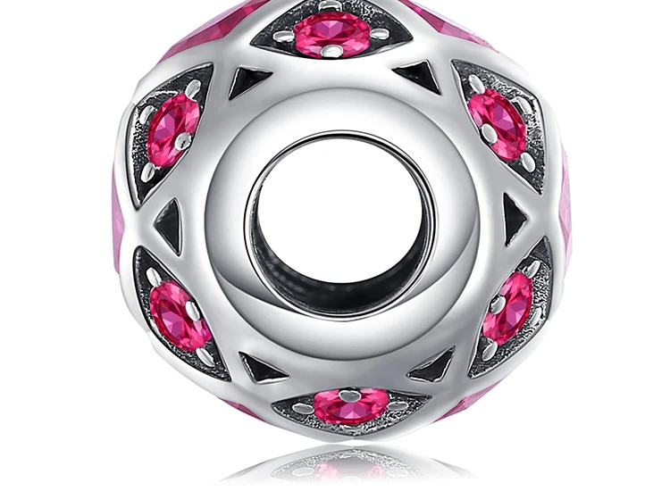 JewelryPalace 925 пробы серебро создан красный рубин гексагональной симметричные Шарм бисер Fit Браслеты как подарки для Для женщин Fine Jewelry