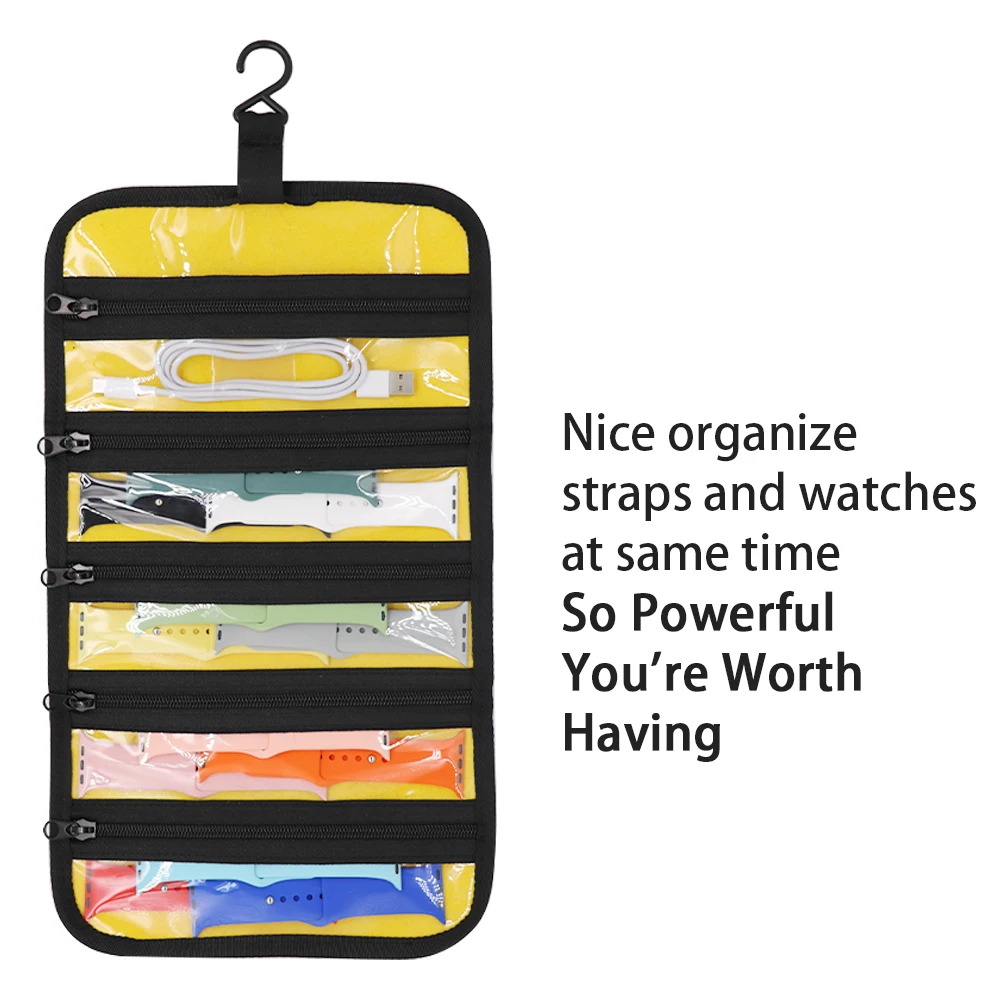 

Yismart Foldable Hanging Storage Organizer for Apple Watch Band Straps Pouch for Samsung Watchbands Roll Display Rack Hook Bag