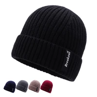 men winter hat women knitted hats for men cap plus velvet beanie hat thick warm brimless fur bonnet mens cap