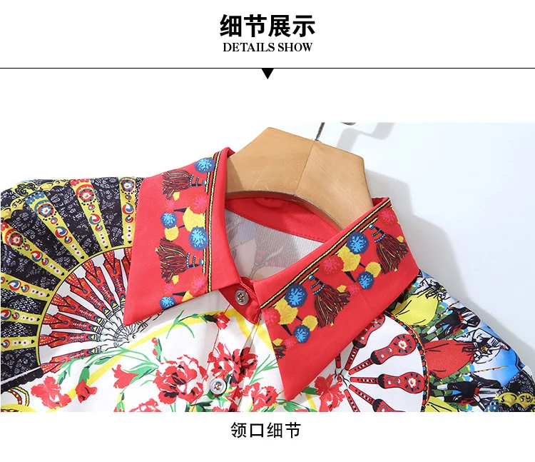 

2020 spring Fashion Runway Vintage Dress Women's long Sleeve turn sown Collar Print Elegant Dress