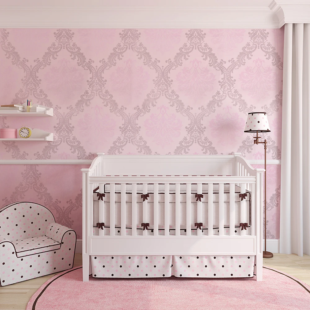 

Wokhome Victorian Damask 3D Self Adhesive Wallpaper Roll Home Decor Living Room Bedroom Silver Floral Vinyl Paper Furniture