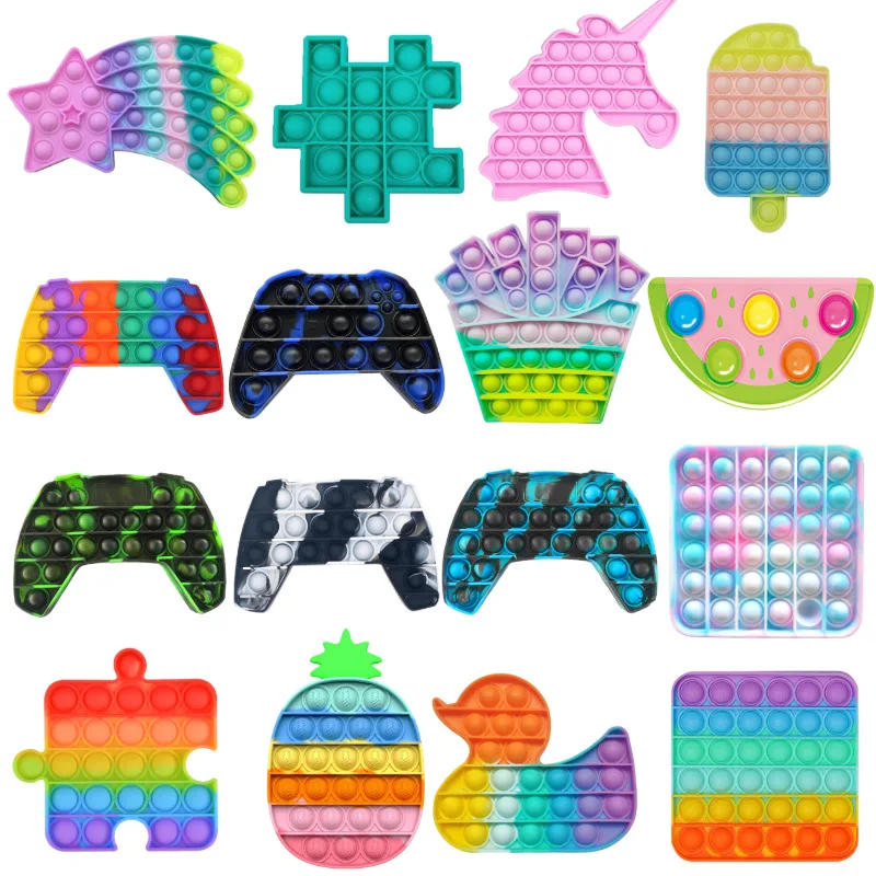 

Rainbow Bubble Pops Fidget Kids Toy Sensory Autisim Special Need Its Anti-stress Stress Relief Squishy Fidget Toy Random Color