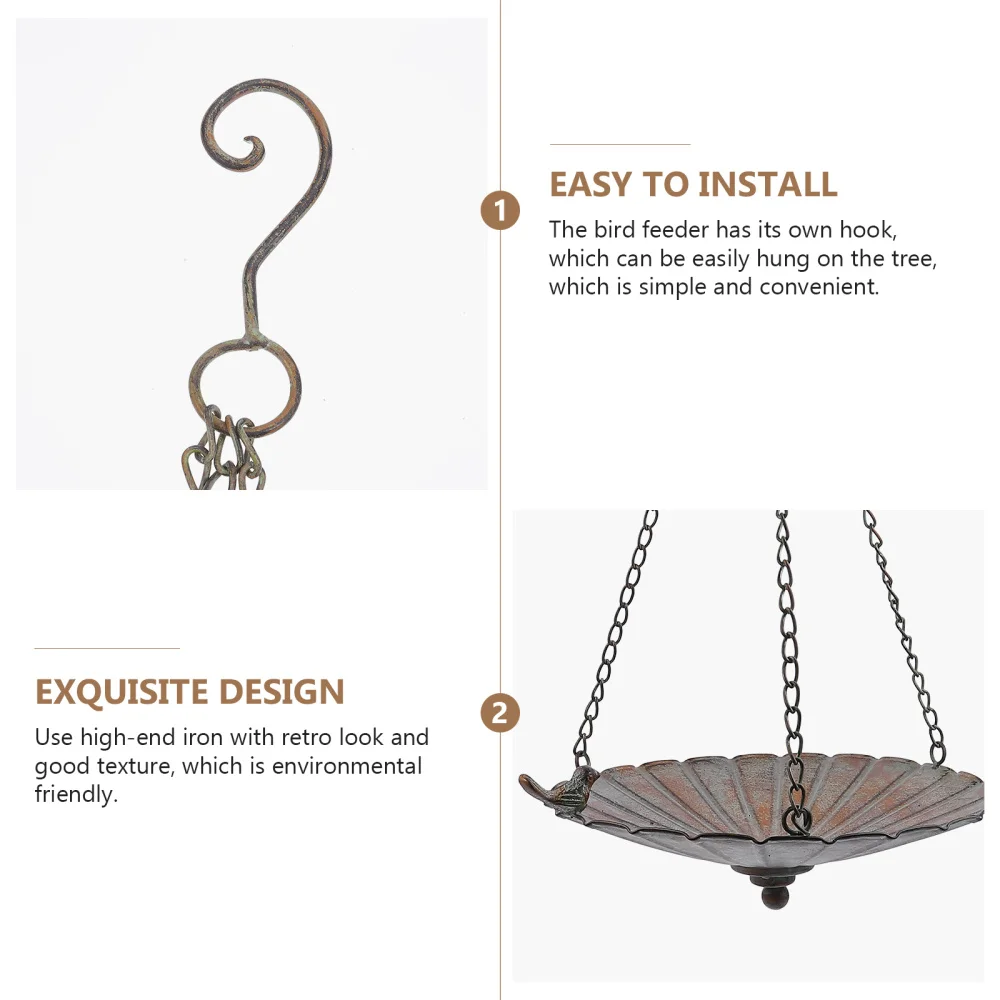 

1PC Wrought Iron Bird Water Food Feeding Ware Retro Iron Garden Hanging Decor