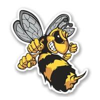 funny pvc personality cute angry cartoon bumblebee color car sticker bumper window decoration zww 0280 12 6cm14 1cm