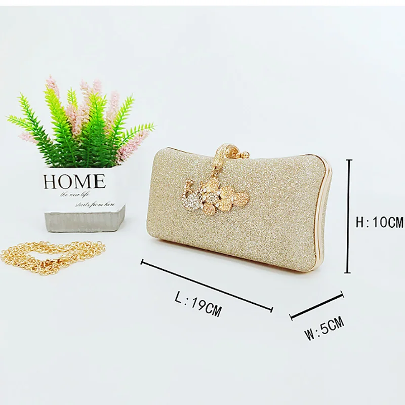 Diamond crown buckle evening new magic color square ladies bag PU small square bag