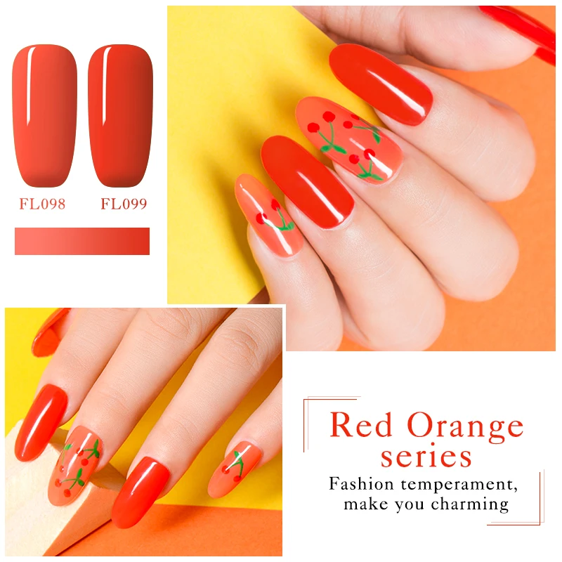 Гель лак для ногтей серии Четыре лилии Чистого Оранжевого Цвета отмачиваемый