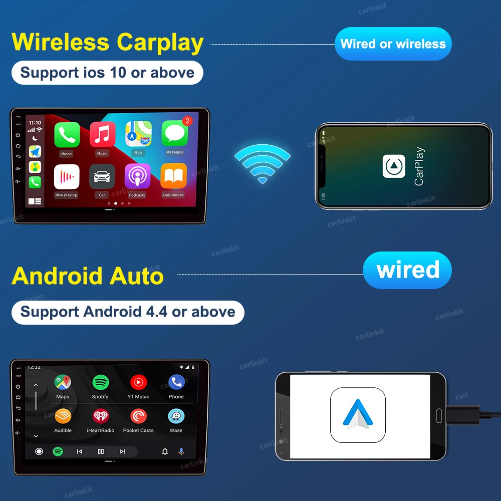 CarlinKit для беспроводного Apple Carplay Dongle Android Авто USB поддержка мультимедийный плеер