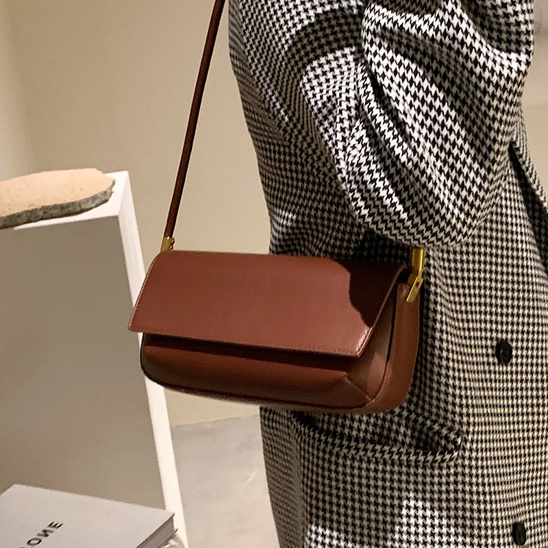 

Autumn/winter Texture Bag 2021 New Female Bag Fashion Shoulder Bag High-end Retro Square Bag Underarm Bag