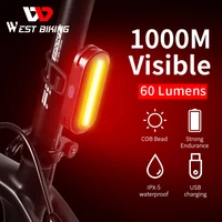west biking bicycle rear light usb rechargeable led tail light bike accessories 6 mode cycling safety helmet bag lamp mountain